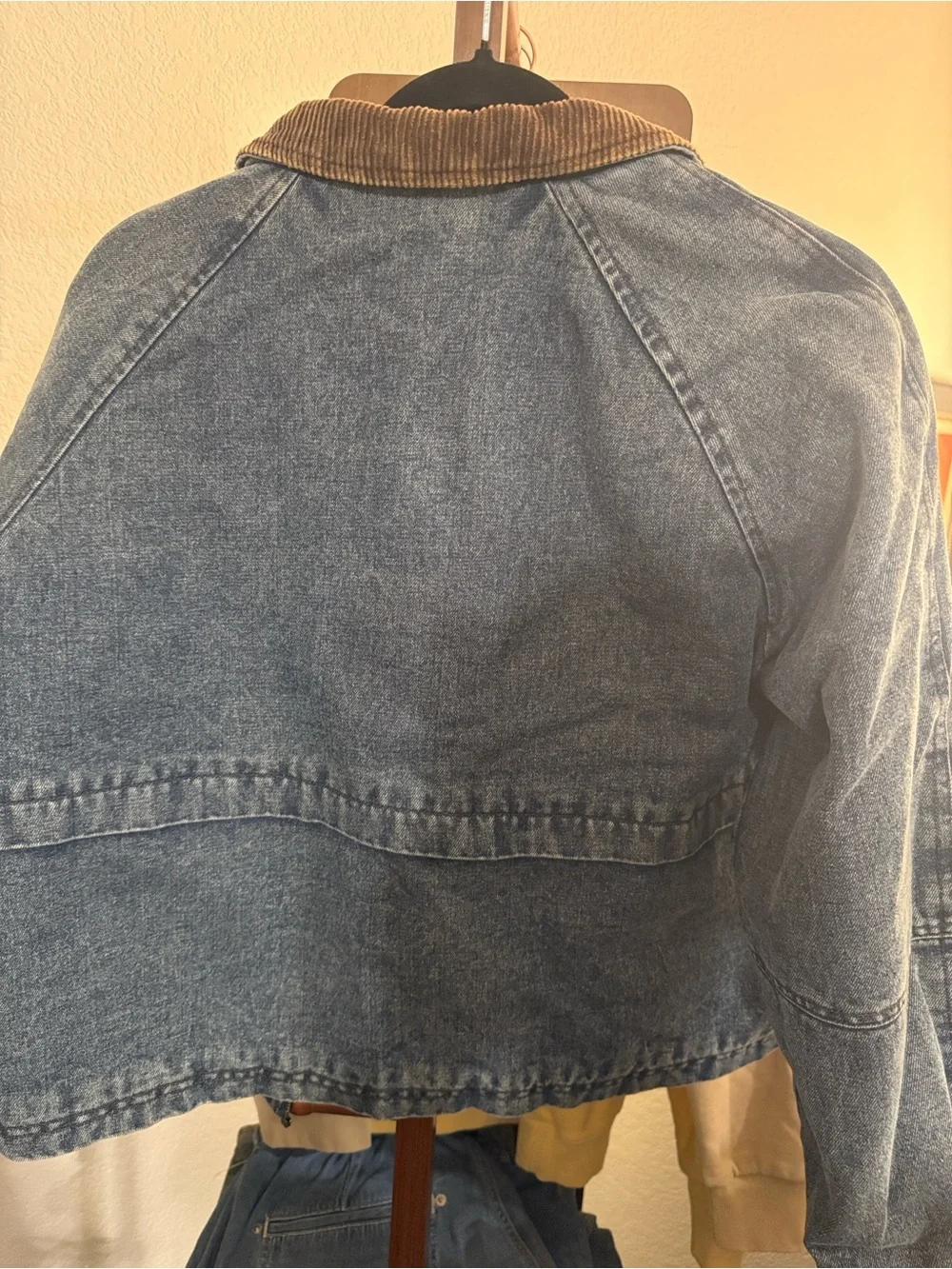 Cali1850 Denim Jacket with Contrast Corduroy Collar - Blue - Picture 5 of 5